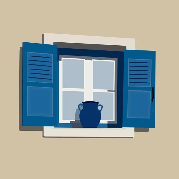 Bir evin illüzyon penceresinin renk çizimi — Stok Vektör