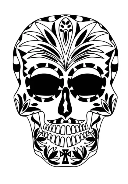 Fiesta Mexicana Fiesta Del Día Los Muertos Halloween Cráneo Azúcar — Vector de stock