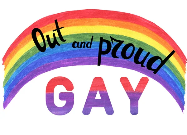 Och Stolt Gay Akvarell Regnbåge Symbol För Hbt Lesbisk Bisexuell — Stockfoto