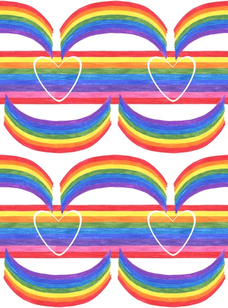 水彩画无缝彩虹图案 女同性恋 男同性恋 双性恋和变性者的象征 设计元素 印刷品 T恤衫 邀请函 网页说明 — 图库照片