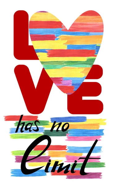 Αγάπη Δεν Έχει Όρια Ουράνιο Τόξο Γραμμές Υδατογραφίας Σύμβολο Για — Φωτογραφία Αρχείου