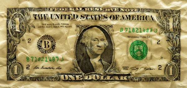 Stampa del dollaro su carta spiegazzata, sfondo — Foto Stock