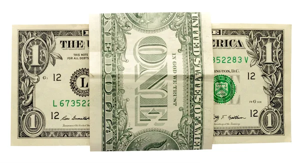 Notas, dólares, isoladas sobre fundo branco — Fotografia de Stock
