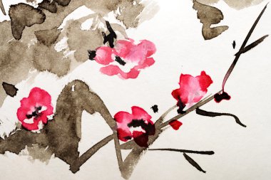 Suluboya pembe çiçekler