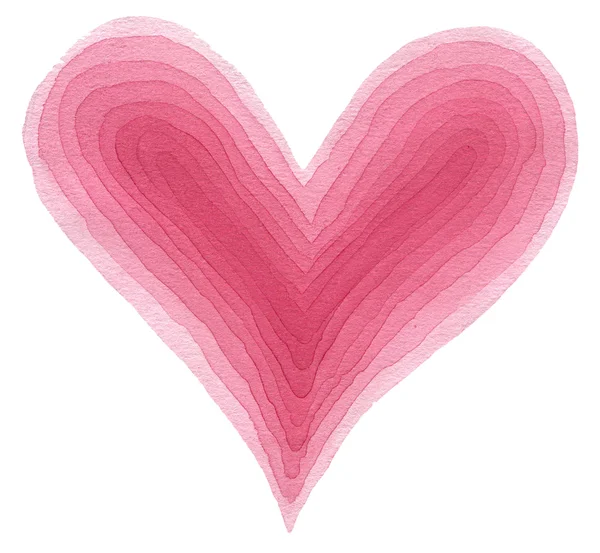 Corazón de color rosa pintado de acuarela, elementos para tu San Valentín. Aislado sobre fondo blanco . —  Fotos de Stock