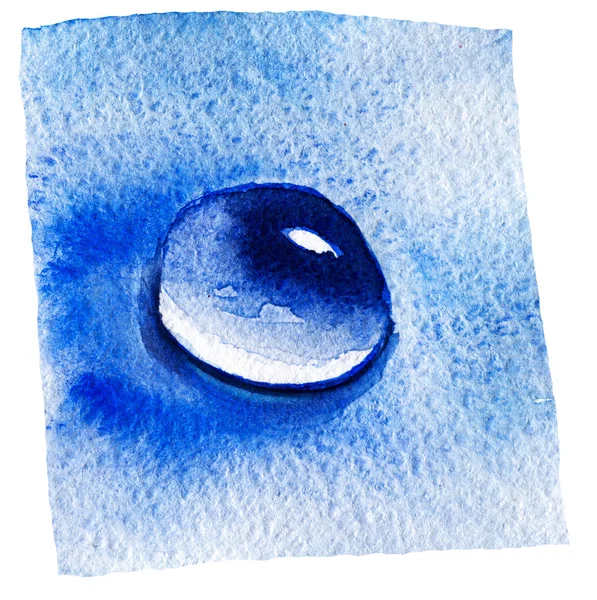 滴水のクローズ アップ。色はブルー。水彩画. — ストック写真