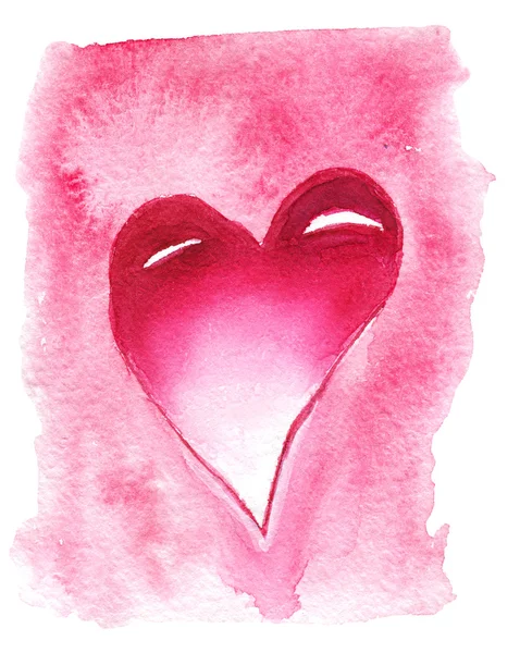 Roze hart, elementen voor uw Valentijnskaarten. Aquarel tekenen — Stockfoto