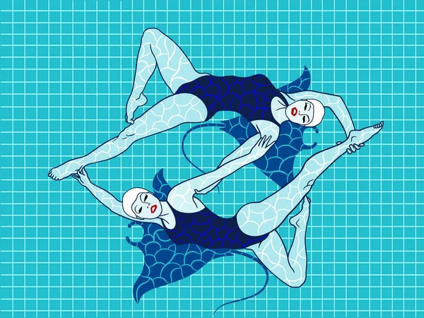 优雅的女人都在玩花样游泳 — 图库照片