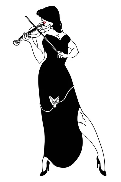 Κομψό Κομψό Γυναίκα Παίζει Βιολί — Διανυσματικό Αρχείο
