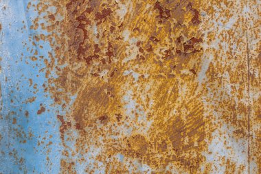 eski kalıntıları ile paslı demir yüzeyine boya, grunge bir metal yüzeye dokunarak büyük arka plan veya projeniz için doku
