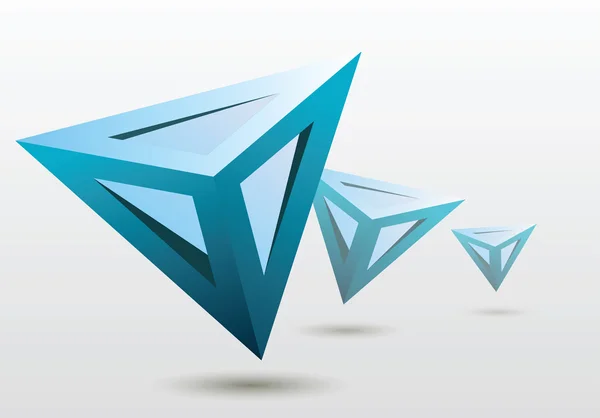 Blaue 3D-Dreiecksformen auf hellem Hintergrund — Stockfoto