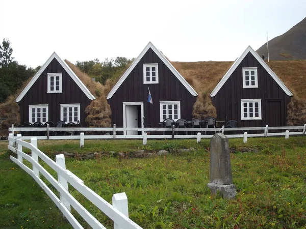 Traditional islandic houses as part of the museum of hrafnseyri, island — 图库照片