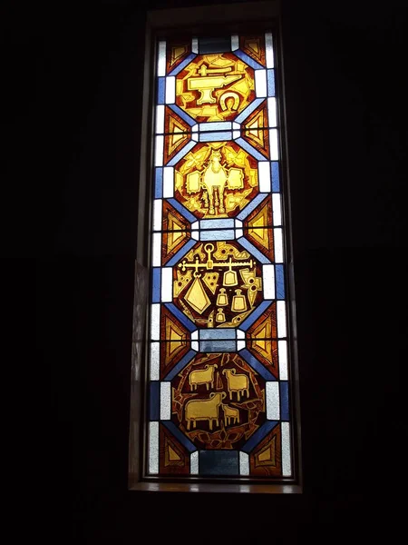 Stained glass window in the museum of hrafnseyri, island — 图库照片