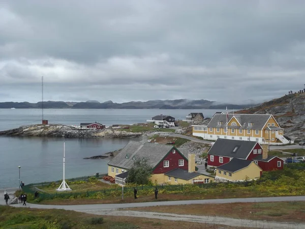 Blick Auf Die Bunten Häuser Von Nuuk Meer Grönland — Stockfoto