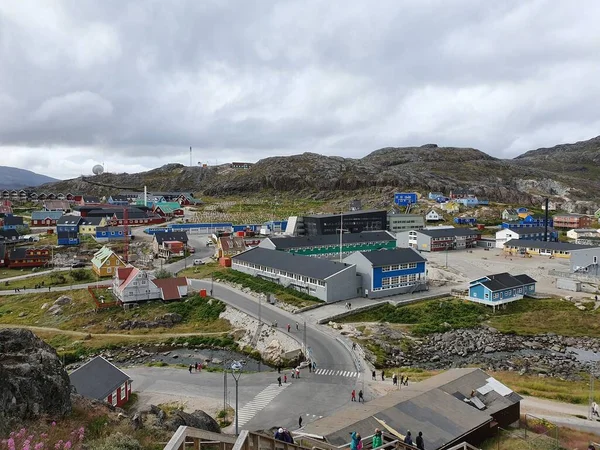 Vista Desde Una Las Muchas Colinas Qaqortog Islandia Hacia Las —  Fotos de Stock