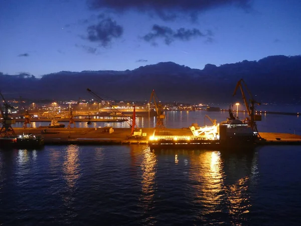 Porto Heraklion Iraklio Ilha Creta Grécia Noite — Fotografia de Stock