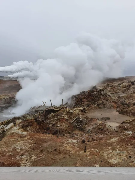 Det Geotermiska Området Krysuvik Reykjaneshalvön Island Das Geothermalgebiet Von Krysuvik — Stockfoto