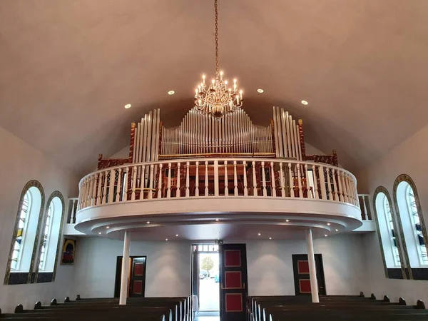 Orgel Kyrkan Hafnafjordur Island — Stockfoto