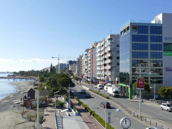 Carretera Costera Limassol Lemesos Chipre Izquierda Playa Ciudad — Foto de Stock