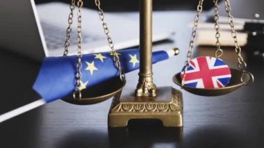 Brexit, Avrupa Birliği Bayrağı Büyük Britanya Bayrağı Ceket Simgesinde Birlikte Pul Üzerinde.