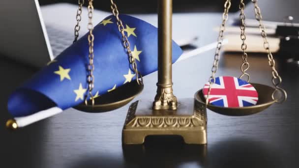 Brexit Európai Unió Zászló Nagy Britanniával Zászló Egy Kabát Ikonon — Stock videók
