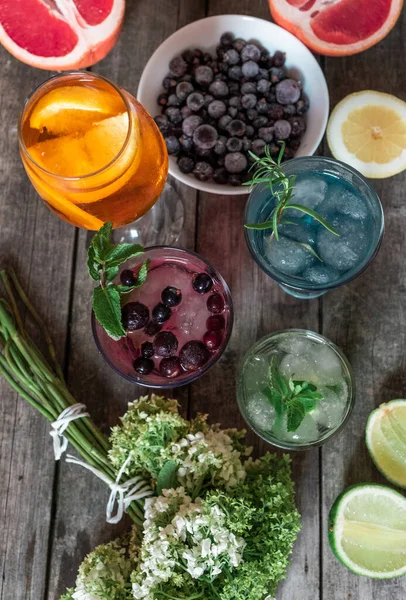 Cóctel Gin Tonic Mojito Aperol Spritz Con Menta Hielo Lima — Foto de Stock