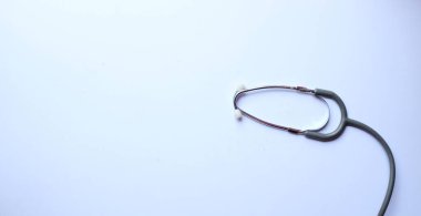 flat lay and copy space Medical stethoscope isolate on white background . Healthcare concept