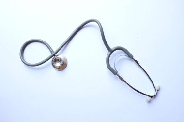 flat lay and copy space Medical stethoscope isolate on white background . Healthcare concept
