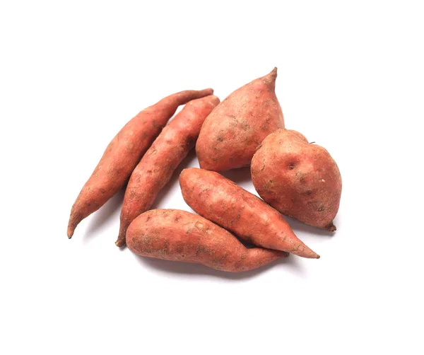 Grupa Świeżego Różowego Słodkiego Ziemniaka Izolat Białym Tle Żywność Koncepcja — Zdjęcie stockowe