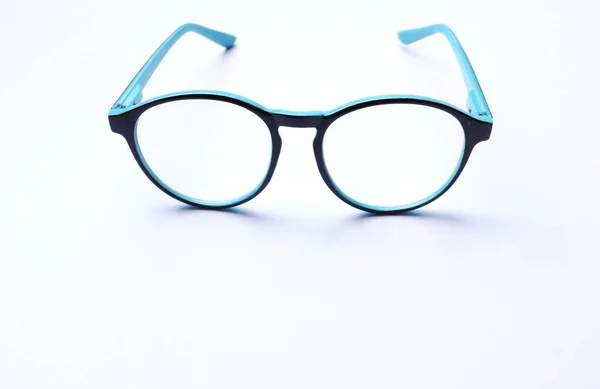 Top View Modern Black Eye Glasses Isolate White Background — Stock Photo, Image