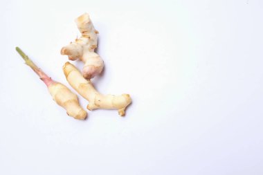 Yakın çekim ve üst manzara. Taze galangal Tayland bitkileri.