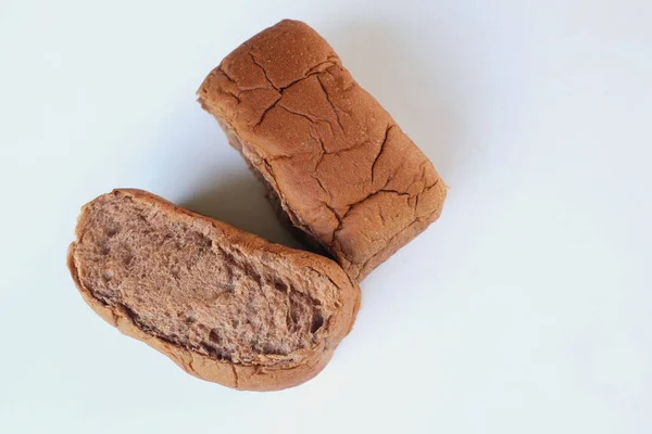 Top View Flat Lay Loaf Brown Bread Thailand Isolated White — Stock Photo, Image