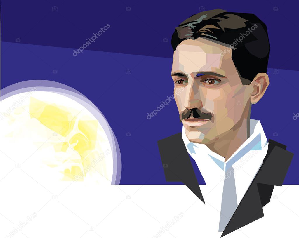 Portrait of the great inventor Nikola Tesla