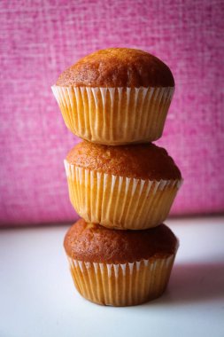 Delicious three cupcakes for breakfast