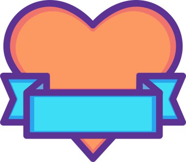  kalp hediye kartı ikonu, sevgililer günü, basit illüstrasyon tasarımı 