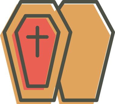 Beyaz arka planda haçlı bir tabut.