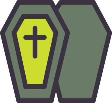 Haç simgesi olan bir tabut. vektör illüstrasyonu