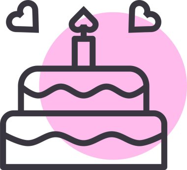 Kek ikonu, Sevgililer Günü konsepti, basit illüstrasyon tasarımı 