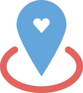 konum romantizm simgesi, sevgililer günü konsepti, basit illüstrasyon tasarımı 