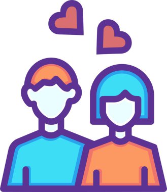 Çift simgesi, sevgililer günü, basit illüstrasyon tasarımı 