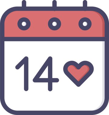 Sevgililer Günü takvimi simgesi, basit vektör illüstrasyon tasarımı