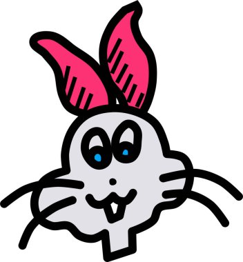 Sevimli tavşan ikonu, Paskalya konsepti, basit çizim tasarımı 