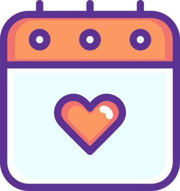 Sevgililer Günü takvimi simgesi, basit vektör illüstrasyon tasarımı