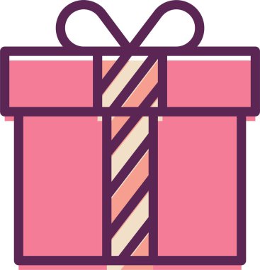 Noel hediye kutusu simgesi, basit vektör illüstrasyonu