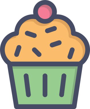 cupcake with cake, dessert, muffin, food, bakery, vector illustration
