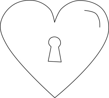 kilit kalp ikonu, sevgililer günü konsepti, basit illüstrasyon tasarımı 