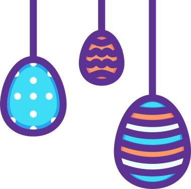 Süslü paskal yumurta ikonu, Paskalya konsepti, basit illüstrasyon tasarımı 