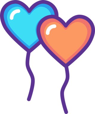 Aşk balonları ikonu, sevgililer günü konsepti