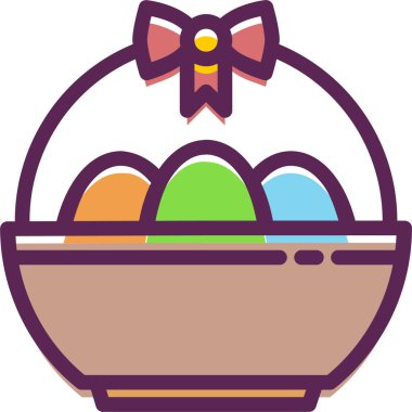 Sepet simgesinde paskal yumurtaları, basit illüstrasyon tasarımı 