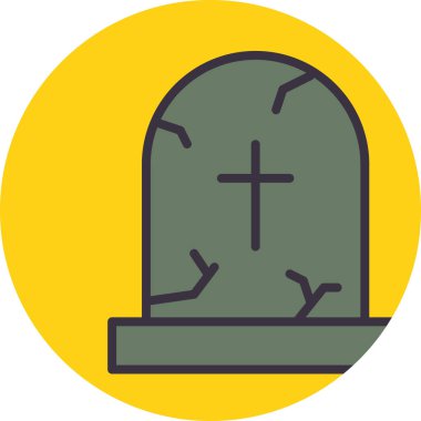 Beyaz arkaplanda izole edilmiş düz stil mezar simgesi. Cadılar Bayramı sembolü vektör illüstrasyonu